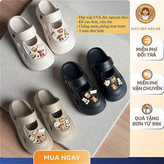  Dép sục nữ EVA quai hậu gắn charm hình thú dễ thương Dép cross nữ thời trang đi học đi chơi HQ-009 