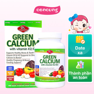 Viên uống Canxi hữu cơ cho bà bầu và cho con bú Olympian Labs Green Calcium (Lọ 100 viên) - Con Cưng