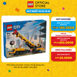 LEGO CITY 60409 Đồ Chơi Lắp Ráp Xe Cần Cẩu Bánh Lốp (1116 chi tiết)