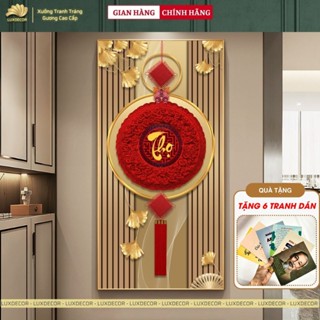 Tranh Tráng Gương Chữ Thư Pháp PHÚC, LỘC, THỌ LUXDECOR Cao Cấp Trang Trí Nhà ngày Tết