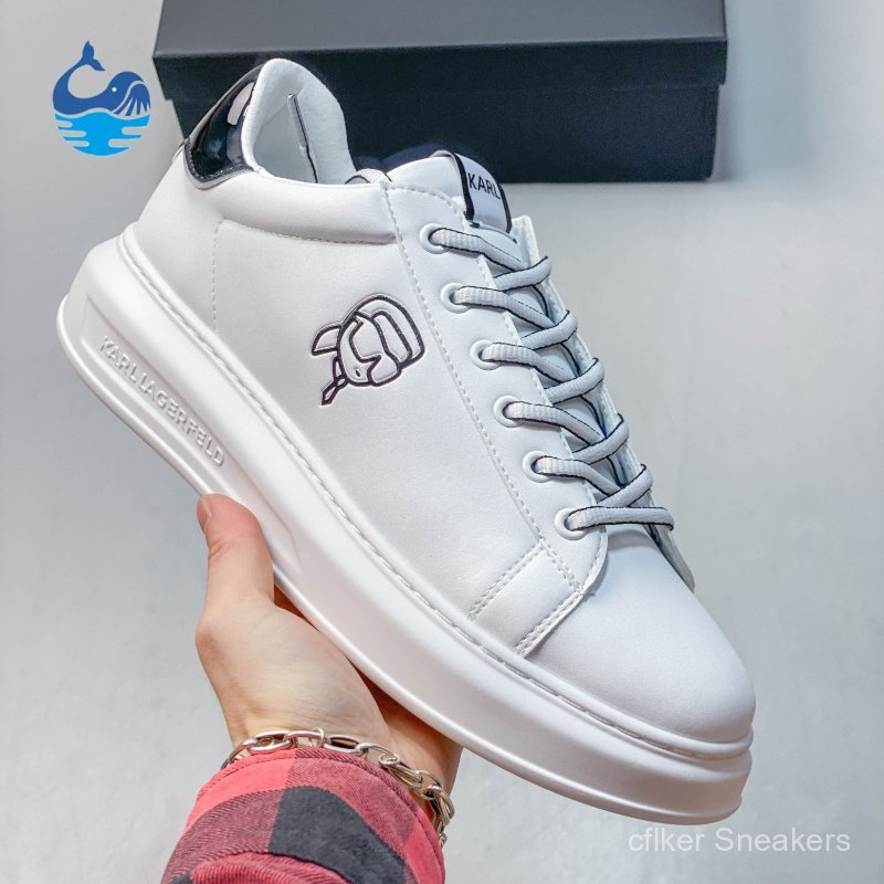 Karl Lagerfeld logo sneaker, giày trắng unisex, thấp cổ, cân bằng, phù hợp daily streetwear và đi là
