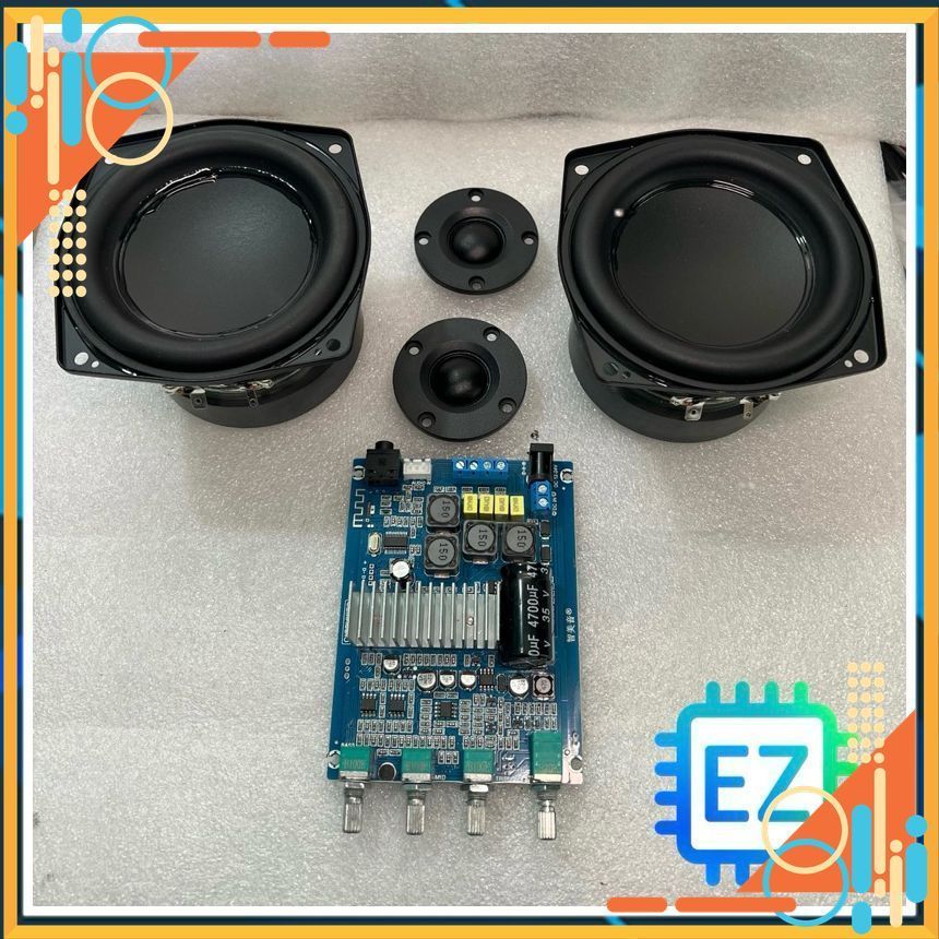 Combo tự rap loa 2.0 100W, mạch gemaudio 2.0 + 2củ bb2+ 2treb lụa kèm tụ