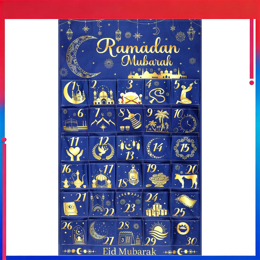 (MỚI) Lịch đếm ngược bằng vải Ramadan 2026 Eid Mubarak Advent Lịch treo 30 ngày Bí ẩn Eid Ramadan Lị