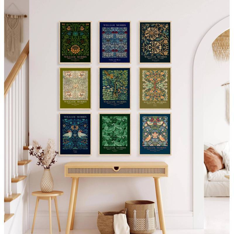 William Morris Canvas Treo Tường Bộ Nghệ Thuật Vintage Thực Vật Họa Tiết Chim Hoa Bảo Tàng Triển Lãm