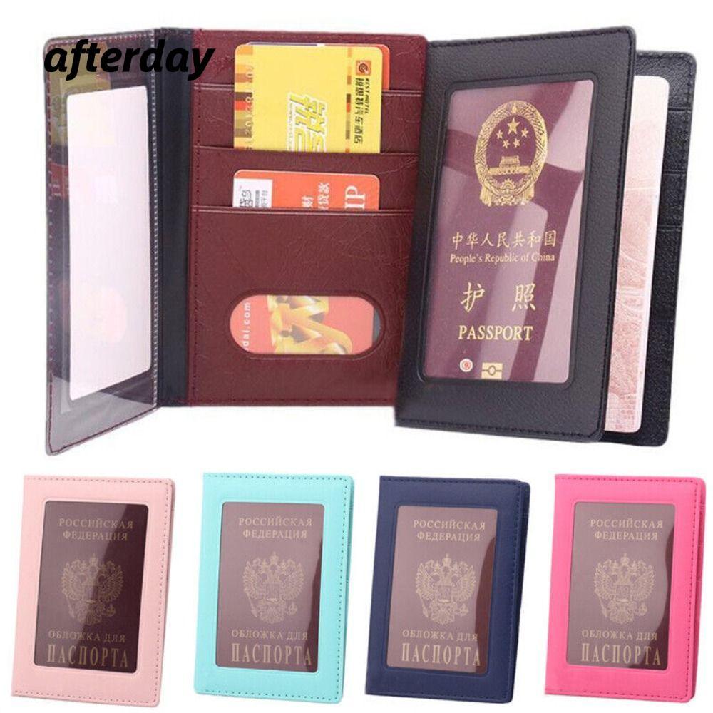Giá đỡ vé thẻ ID AFTERDAY568, Vỏ bảo vệ hộ chiếu bằng da PU cửa sổ trong suốt, Phụ kiện du lịch chốn