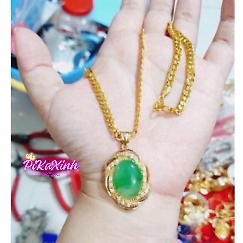 dây chuyền nữ mạ vàng mặt đá dành cho các mẹ các bà.DTS0391+MTS0368