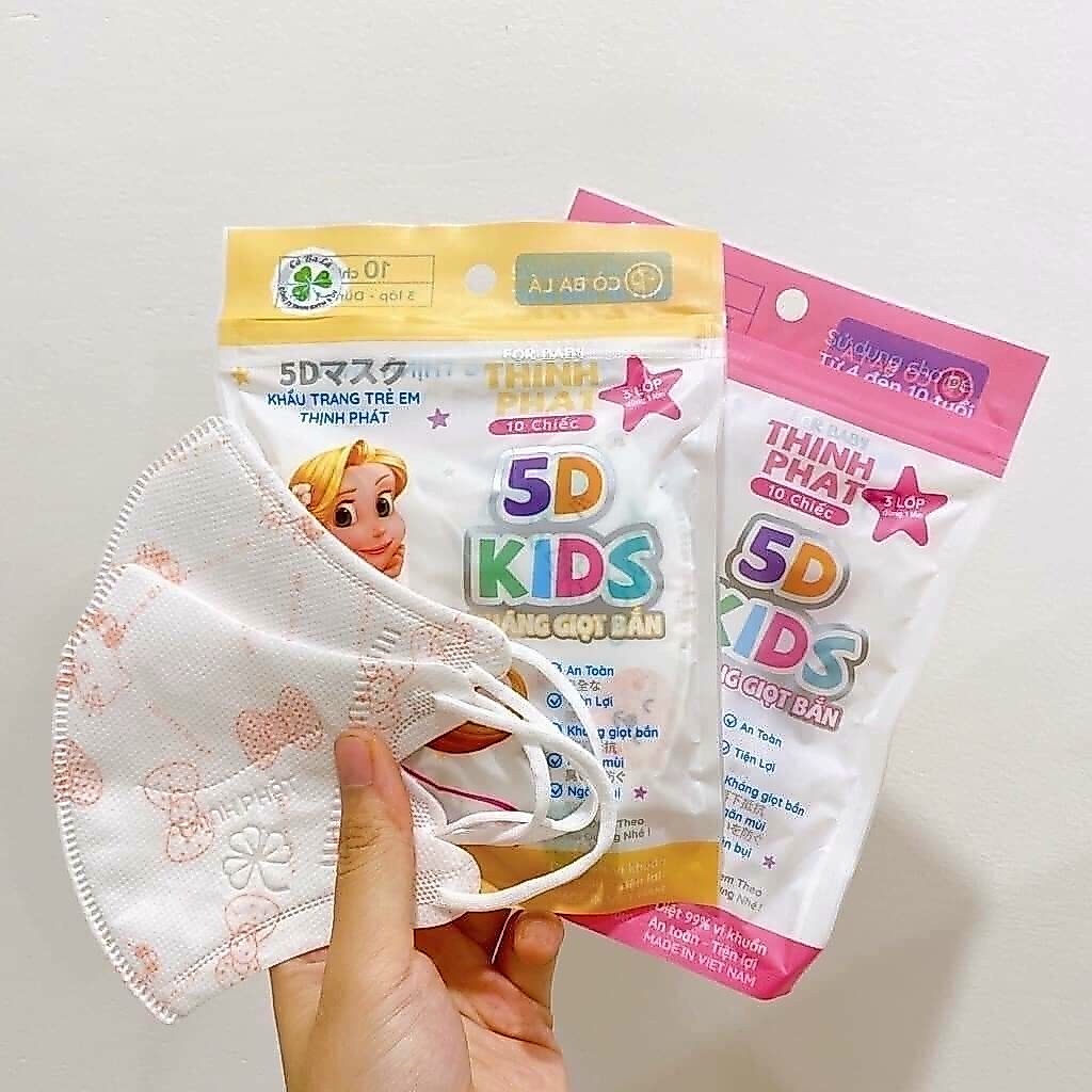 Combo 50c khẩu trang 5D Thường, 5D Lụa cho bé - kháng  khuẩn chống giọt bắn cho bé từ 0-7 tuổi