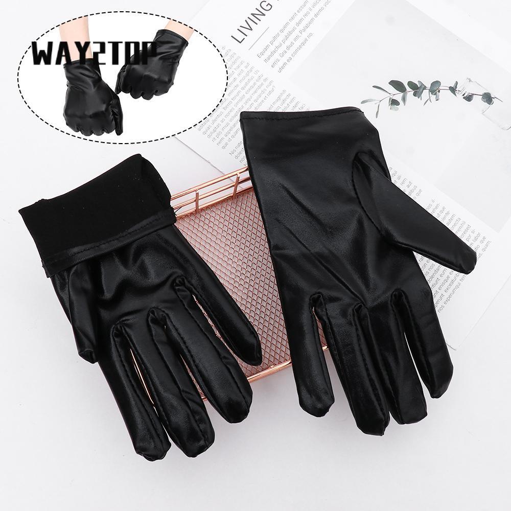 WAY2TOP Găng Tay Đen Gothic PU Mittens Gothic Punk Dress Up