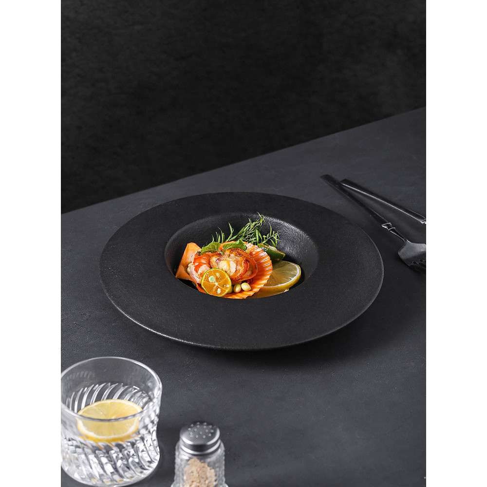 Frosted Nhà Hàng Phương Tây Đĩa Súp Gốm Pasta Đĩa Pasta Độc Đáo Đĩa Bộ Đồ Ăn Đĩa UFO Cao Cấp Ẩm Thực