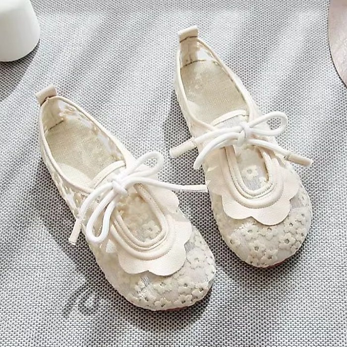 New Style Literary Soft Girl Breathable Hollow Single Shoes Lace Mesh Fairy Style Embroidered