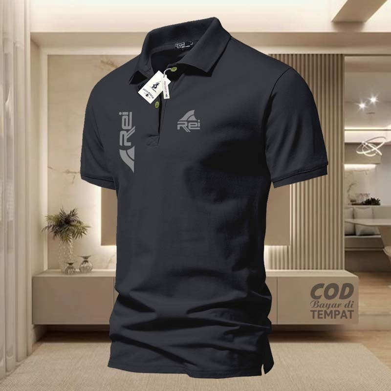 Distro Áo Sơ Mi Polo Tay Ngắn > > Áo Polo Distro Rei Text Logo Trái Phải Bạc > > Áo thun nam nữ