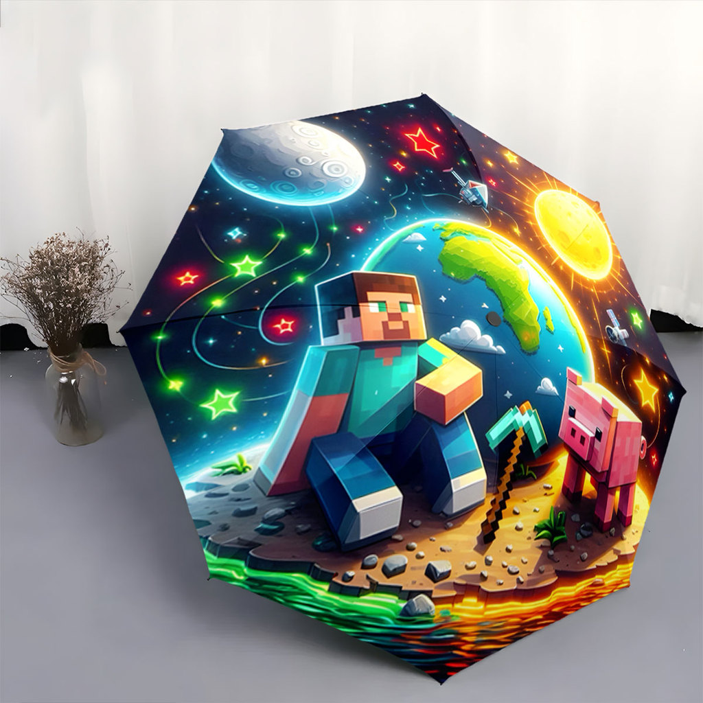 Ô dù họa tiết Minecraft, ô ngoài trời chống tia cực tím, thích hợp làm quà tặng