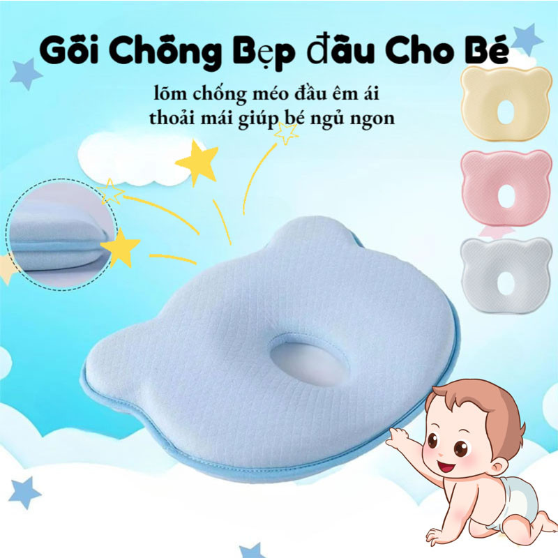 Gối Chống Bẹp đầu Cho Bé,chất Liệu Memory Foam,mềm Mịn, Thoáng Khí Nâng đỡ Cổ,giúp Bé Ngủ Ngon