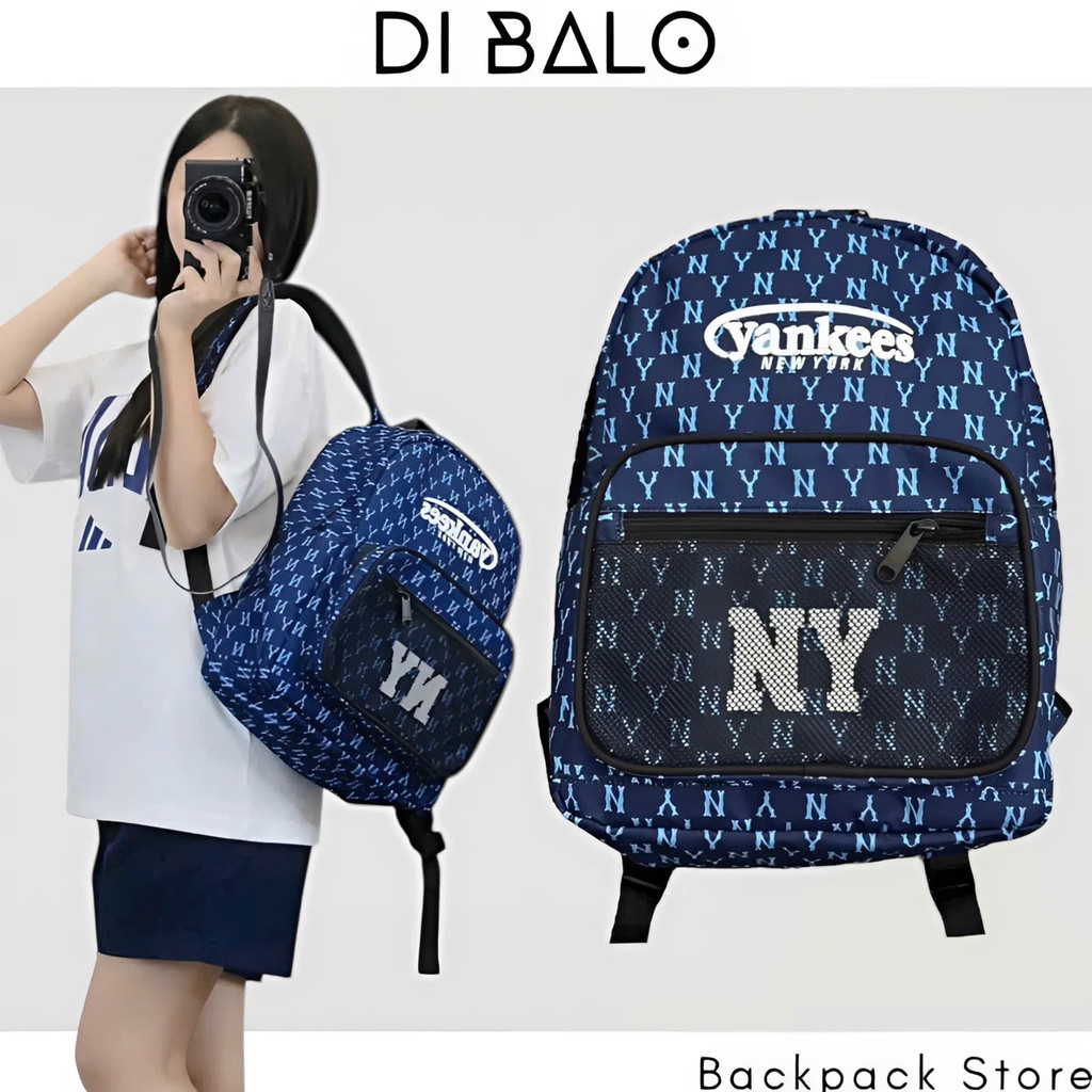 Balo nam nữ thể thao MLB NY YANKEES B918 MONOGRAM BACKPACK thiết kế nhiều ngăn tiện lợi 37x26 Cm DI 