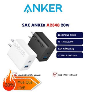 Củ Sạc Anker 20w 2 Cổng C+A IQ3 - A2348  - Anker A2347 1 cổng 20W (Bảo Hành 12 Tháng)
