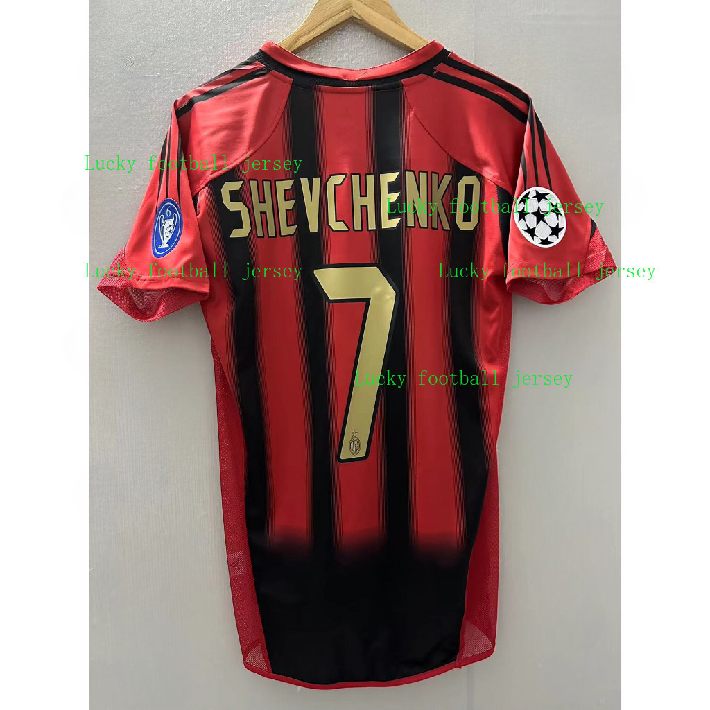 2004 / 05 AC Milan SHEVCHENKO KAKA GATTUSO Chất Lượng Hàng Đầu Nhà Retro Áo Bóng Đá Tùy Chỉnh Áo Thu