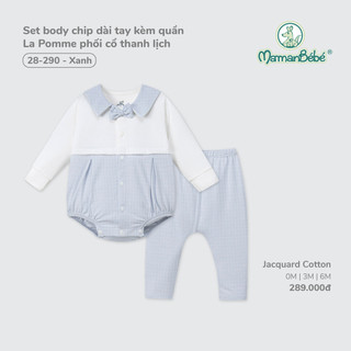Set body chip dài tay kèm quần La Pomme phối cổ thanh lịch - Sợi Jacquard Cotton thoáng khí an toàn – Bé trai - 0M - 6M