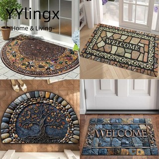 YYlingx Thảm bán nguyệt YYLINGX, Thảm cửa chống bẩn phong cách dân tộc, Thảm chào mừng chống trượt dễ dàng vệ sinh Lối vào phòng tắm