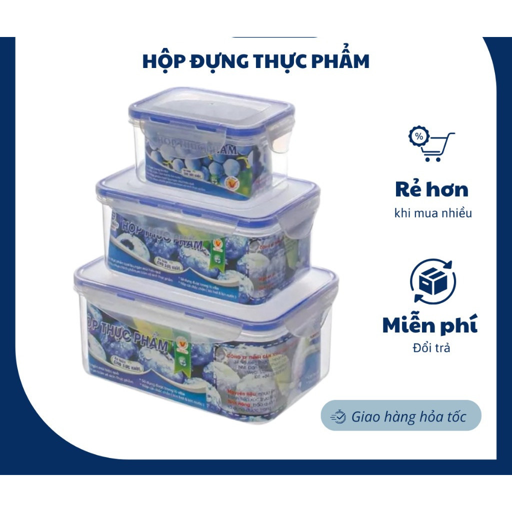 (Xả Lỗ) Bộ 3 Hộp Đựng Thực Phẩm CN Chính Hãng VIỆT NHẬT (Mã 6530)