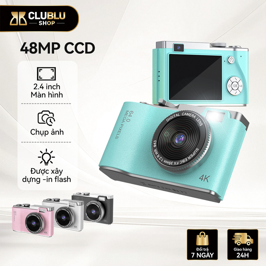 CLUBLU Máy Ảnh Retro LK-003 Selfie Camera Kép 48MP Full HD Video 1080P Pin Lớn, Đa Năng Cho Học Sinh