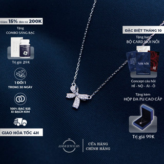 Dây chuyền bạc chiếc nơ Asimi, Dây chuyền nữ mảnh mặt chiếc nơ nhỏ xinh Bow Tie DC34