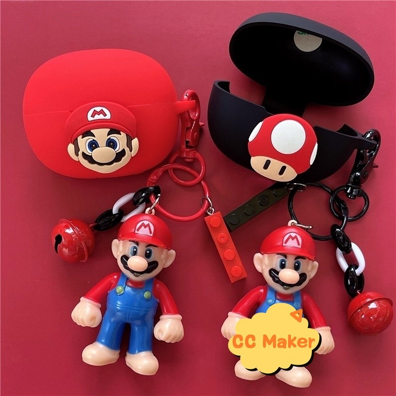 Case for QCY MeloBuds N70 Silicone Soft Case Cute Keychain Cartoon Silicone Finger Ring Pendant Suit