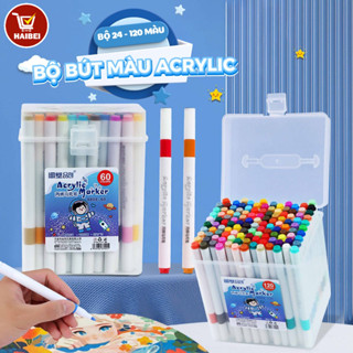 Bộ bút dạ màu chất lượng cao 24 36 48 60 80 120 màu bút dạ acrylic màu có thể xếp chồng không bị nhòe 
