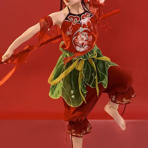 Hàng sẵn có Hanfu Chính Hãng Công Nghiệp Nặng Thêu Trẻ Em Người Lớn Nam Nữ Phong Cách Nezha Cùng Pho