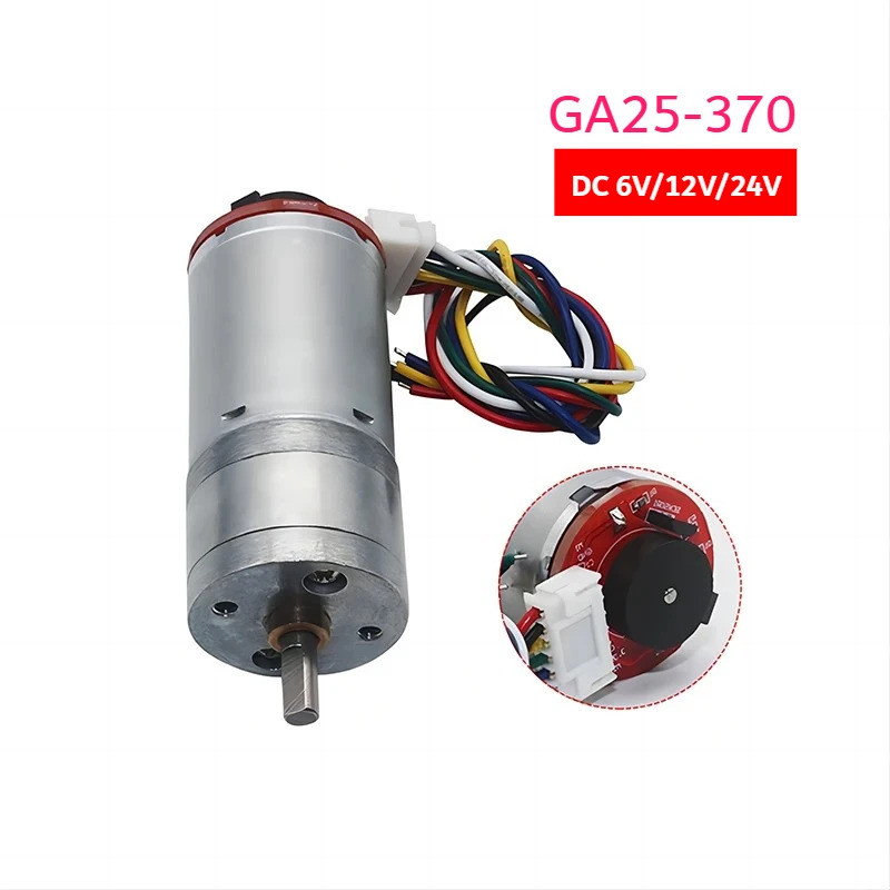 Động cơ bánh răng DC JGA25-370 có bộ mã hóa 6V 12V 24V Mô-men xoắn cao 370B Đĩa mã đo tốc độ Tiếng ồ