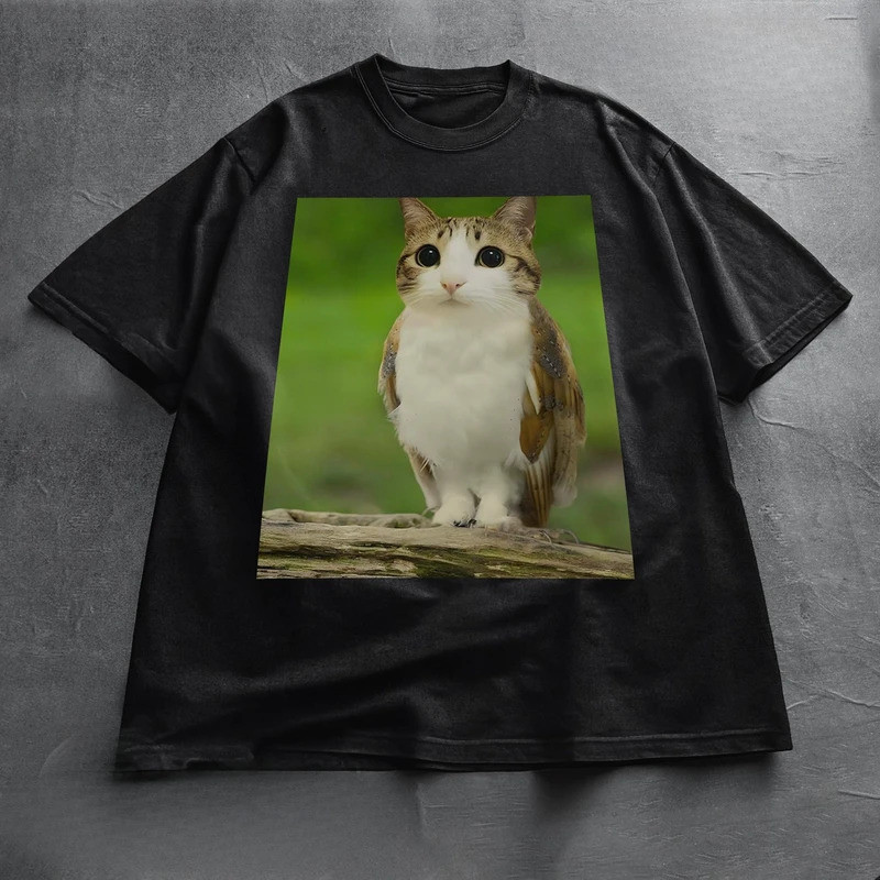 Camiseta de gato Meowl Meme camiseta divertida de gato Meme camiseta de gato y buho Brainrot Meowl c