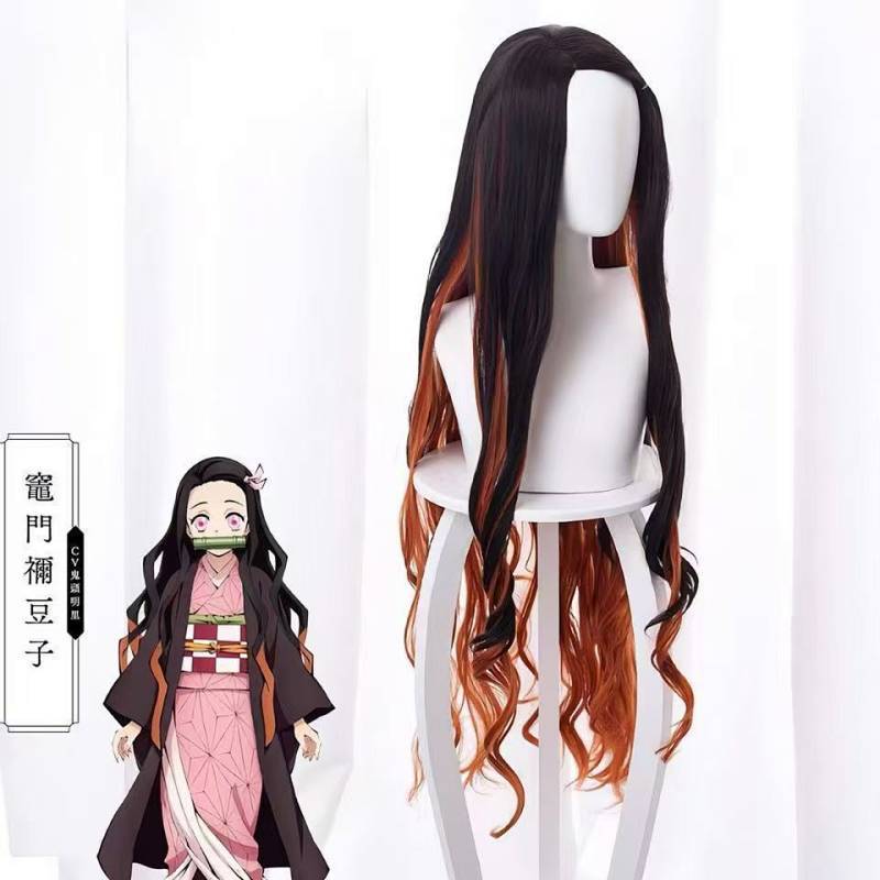 Kimetsu No Yaiba Stove Door Nezuko Cosplay Wig Rose Net pwsQ