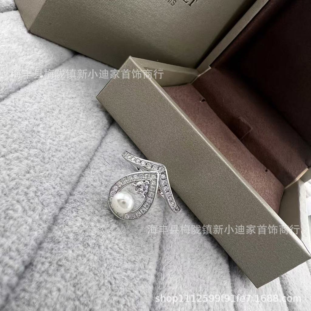 Josephine V Women's letter ring, egret feather crown, pearl and diamond ring, personalized stackable