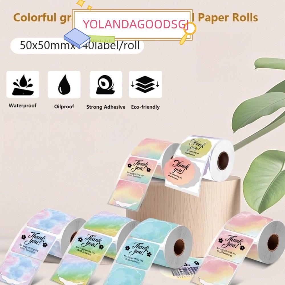 YOLANDAGOODSGJ 140 chiếc Cuộn nhãn nhiệt, Nhãn dán nhãn vuông 50x50 mm, Giấy in chuyển màu chống nướ