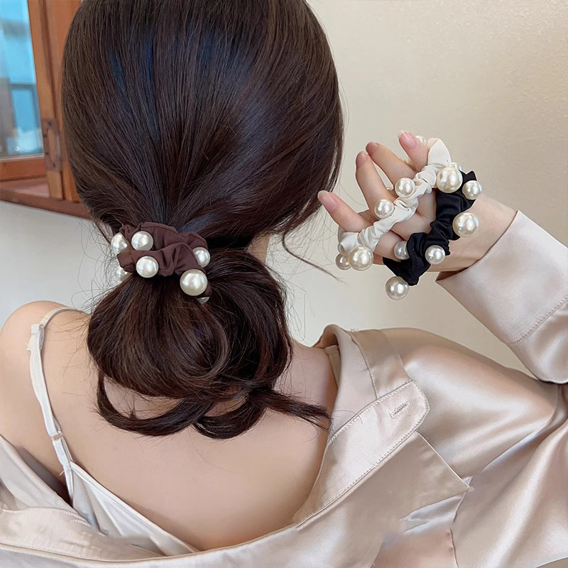 Vì vậy, phù hợp ~ Dây buộc tóc ngọc trai thanh lịch Dây buộc đầu đơn giản Cảm giác xúc xích Dây buộc