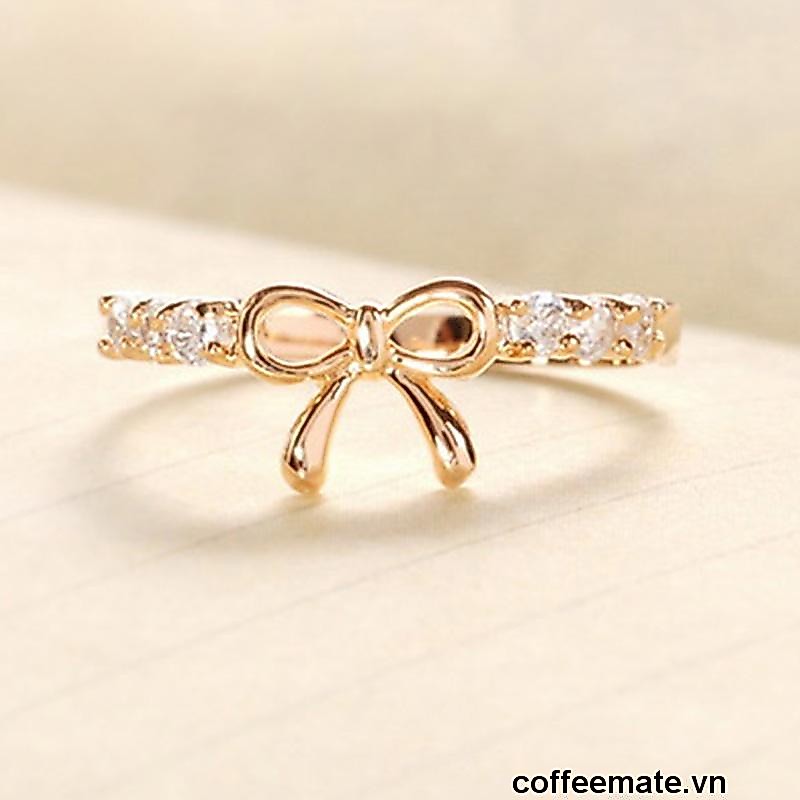 ⚡CM⚡Nhẫn hình nơ đính đá sang trọng cho nữ nhẫn nữ nhẫn nơ phụ kiện trang sức