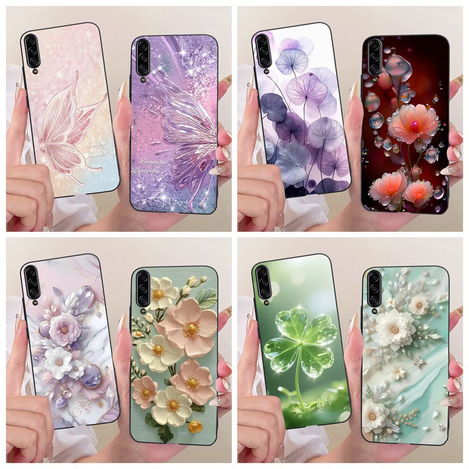 Dành Cho Samsung Galaxy A90 5G Ốp Lưng SM-A908B Hoa Bướm Mềm Màu Đen Silicon Mờ TPU Dành Cho Samsung