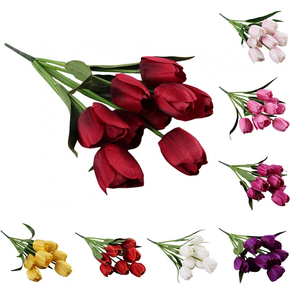 [DOLLDOLL-VN]Fake Tulips Bookstores Wedding Durable Fake Tulips Home Decor Plastic Plants