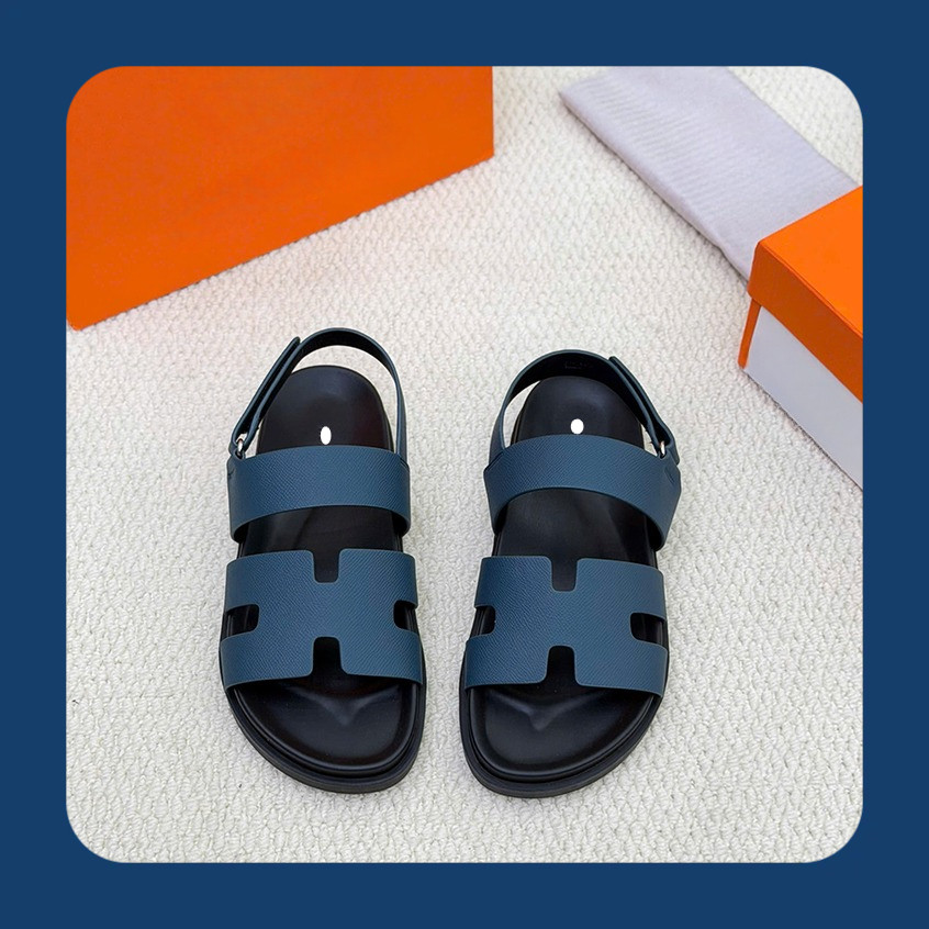 Dép Her.mec Xanh Quai Hậu , Dép H.M Xanh Navy Quai Hậu Bản Cao Cấp  - Lex Store