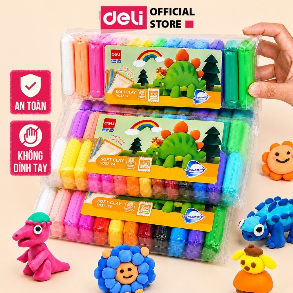 Set Đất Nặn Soft Clay 36 Màu Deli – Đất Sét Nặn Mềm An Toàn Cho Trẻ Em Thỏa Sức Sáng Tạo