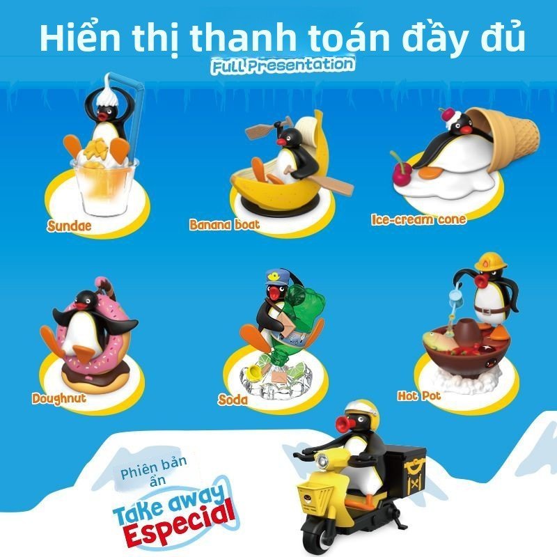 Blind box Pingu gashapon mô hình chú chim cánh cụt trang trí bàn học quà tặng đáng yêu
