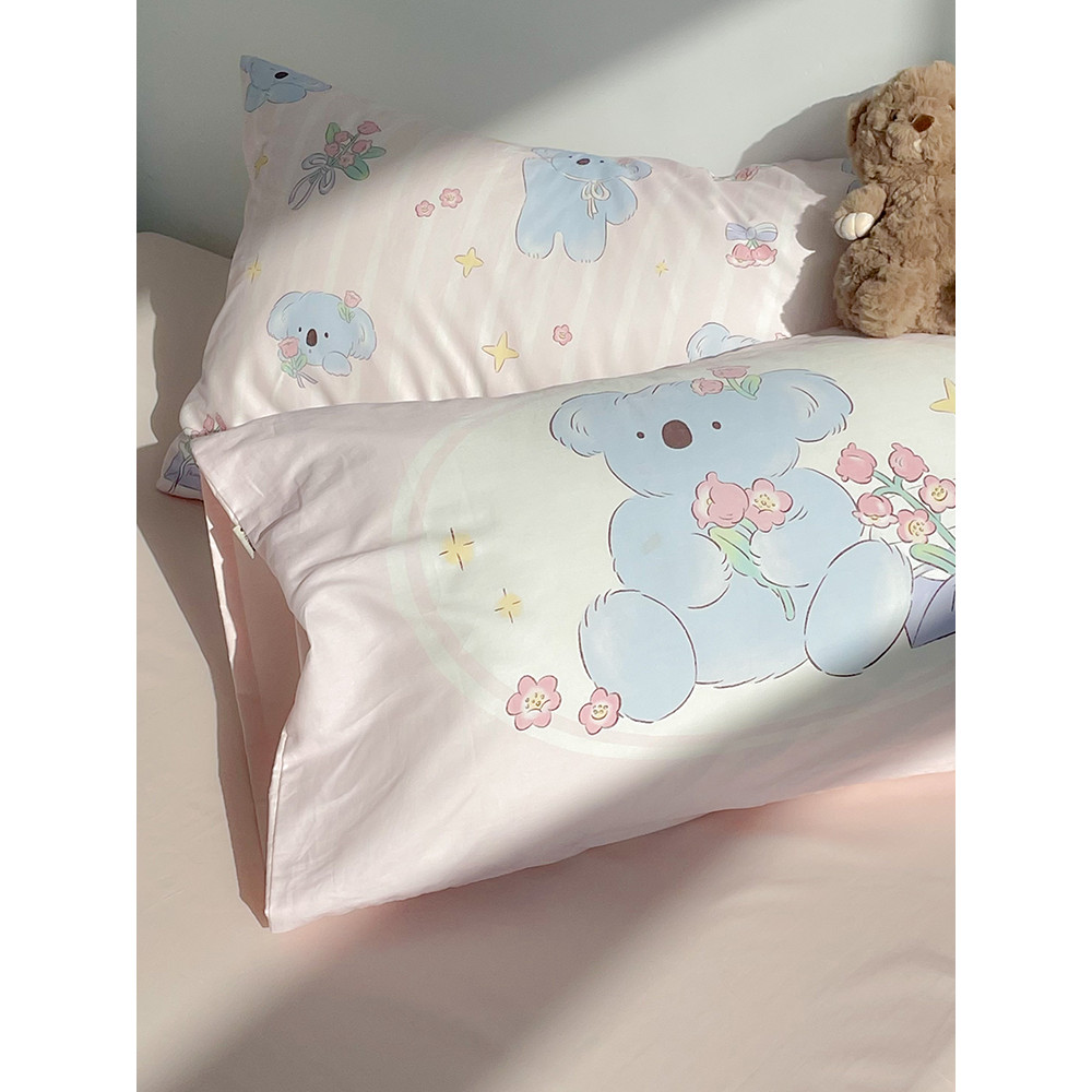 Koala Alice Original Fantasy Koala Minh họa Vỏ gối Cotton thân thiện với da Màu hồng Vỏ gối Koala dễ