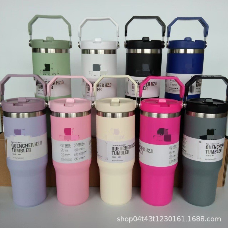 Stanley Thermos Cup Car Cup Stanley 304 Thép không gỉ Cooler Cup 30oz Di Động Nắp Dung Tích Lớn