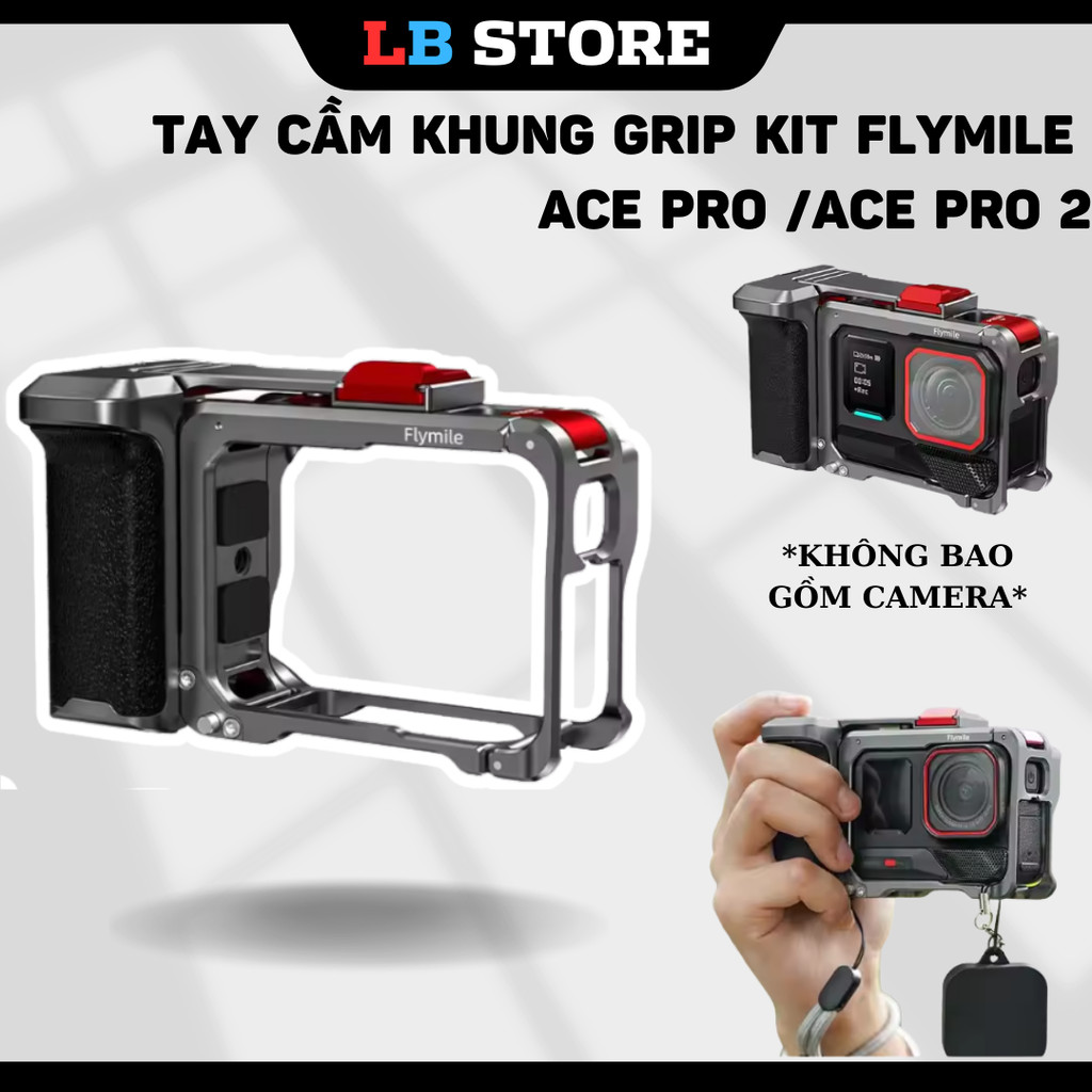 Báng cầm Xplorer Grip Kit Flymile Insta360 Ace Pro 2 hợp kim nhôm chắc chắn chụp hình
