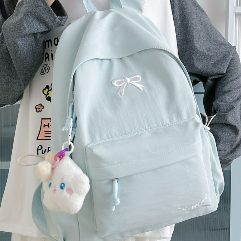 Ba lô học sinh sinh viên đại học học sinh trung học cơ sở ba lô thêu nơ cho nữ túi du lịch nhẹ