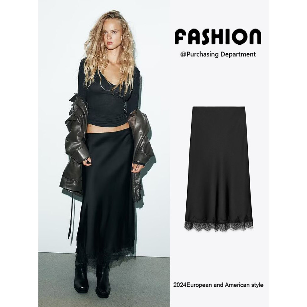 Váy mini họa tiết sáo Mùa thu Zara 2025 - ren lụa satin | 4391538