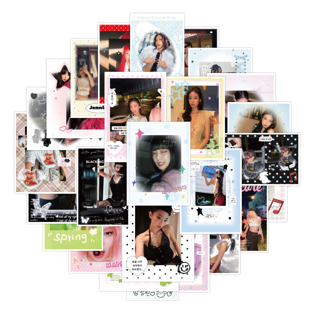 30 Miếng Dán K-Pop Jennie Kim Merch - Nhãn Dán Trang Trí DIY Cho Chai Nước, Hộp Hành Lý & Máy Tính B