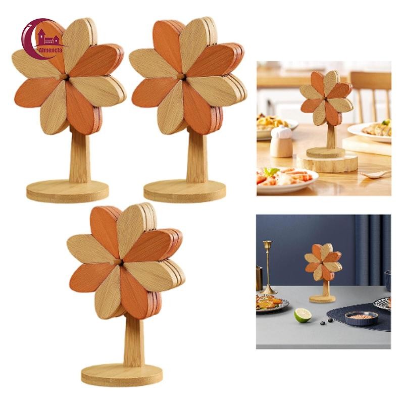 Almencla Cách Nhiệt Đồ Uống Đế Lót Ly Bảo Vệ Bàn Dụng Cụ Cối Xay Gió Nhiệt Trang Trí Có Giá Đỡ Cốc G