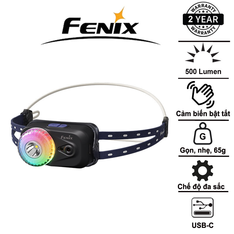 Đèn pin đội đầu Fenix HL17R – Đèn đội đầu đa năng 500lm, 100m, sạc USB-C, đổi màu