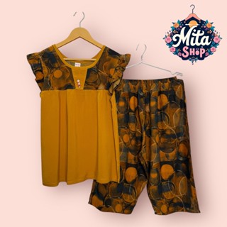  Đồ Bộ Nữ Trung Niên Quần Lửng Tay Cánh Tiên Phối Màu - Chất Liệu Vải Tole Nhung Mềm Mịn Thoáng Mát - Big Size 49-89kg 