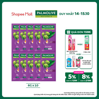 Bộ 10 gói Dầu gội Palmolive kèm dầu xả 2in1 Suôn Mượt Óng Ả 6g x 10
